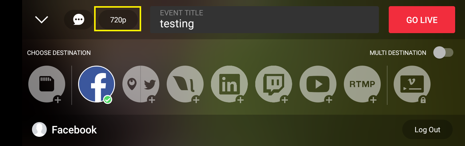 Set the streaming resolution to 720p