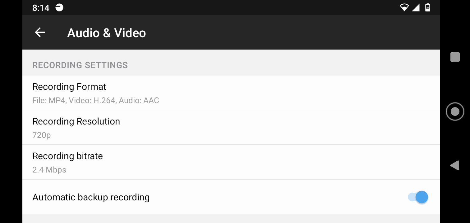 Enable Automatic backup recording