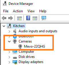 Mevo webcam recognized by Windows